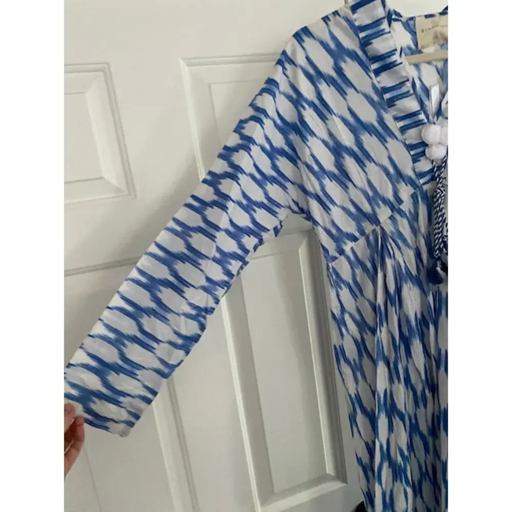Guadalupe Design Nora Ikat Dress, Cotton, Blue, Large Midi, NWT, SOLD OUT! 183$ - Picture 6 of 9